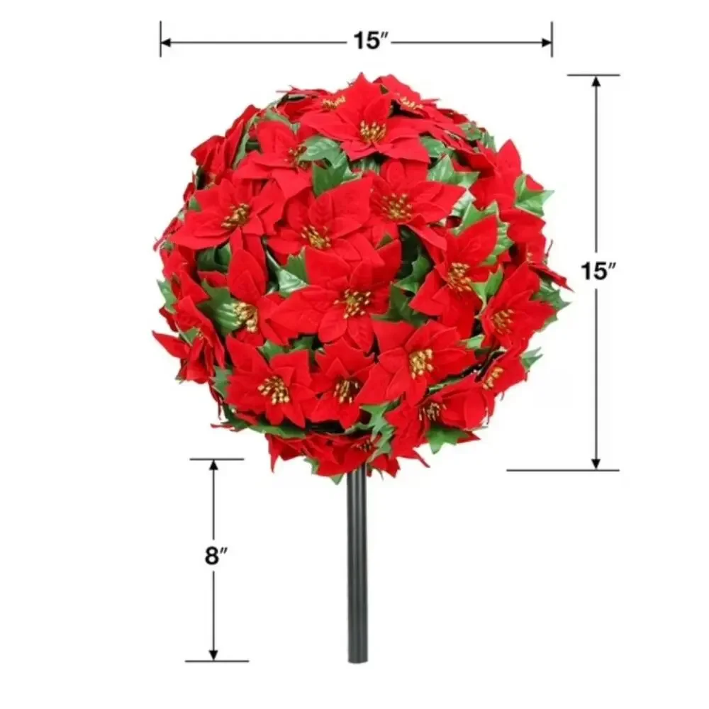 LCG Florals 2 Pack 15” Artificial Poinsettia Balls Christmas Decor Sealed NIB